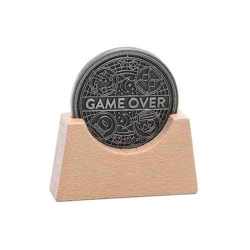 Stellar Factory Game Over Coin 15 Inch Metal Coin with Stand - Image 1