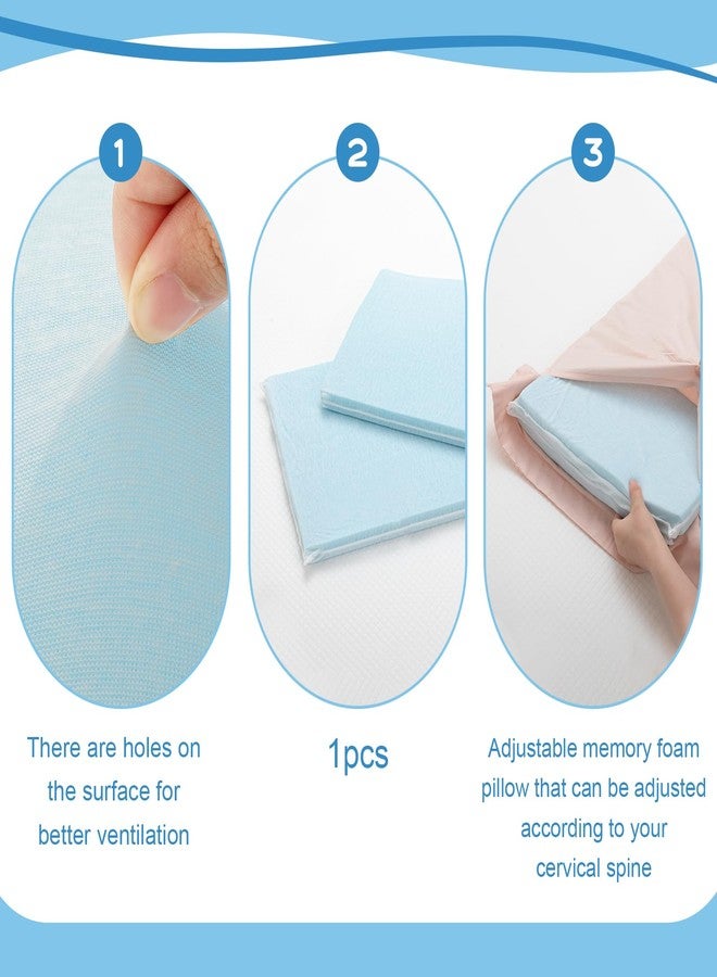 Beeveer 1 Pcs Adjustable Memory Foam Pillow, Thin Height 1.2'' Soft Insert Slim Flat Pillow for Neck Support Neck Pain Relief for Back, Side, Stomach Sleeper (23.6'' x 14.2''x 1.2'', Blue) - Image 4