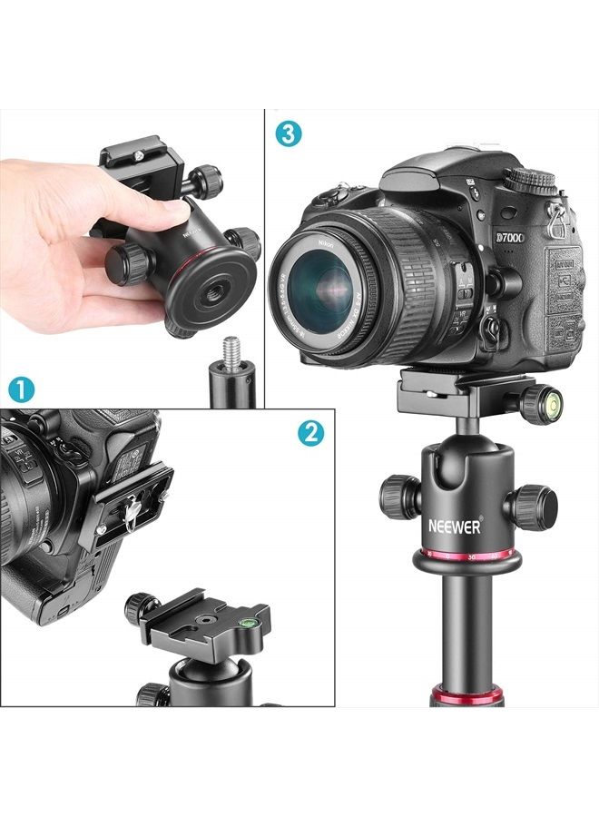 NEEWER Tripod Ball Head 360° Panoramic All Metal with Arca Type Quick Release Plate, 1/4" Screw 3/8" Thread Mount, Max Load 17.6lb/8kg, Tripod Head for Monopod, Slider, DSLR Camera, Camcorder (Red) - Image 5