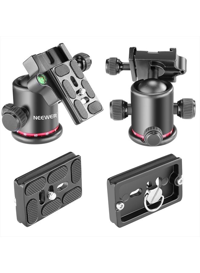 NEEWER Tripod Ball Head 360° Panoramic All Metal with Arca Type Quick Release Plate, 1/4" Screw 3/8" Thread Mount, Max Load 17.6lb/8kg, Tripod Head for Monopod, Slider, DSLR Camera, Camcorder (Red) - Image 3