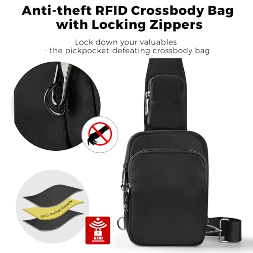 VADOO Sling Bag, Crossbody Bag with Zipper Lock, RFID Blocking & Water Resistant for Men and Women - Image 2