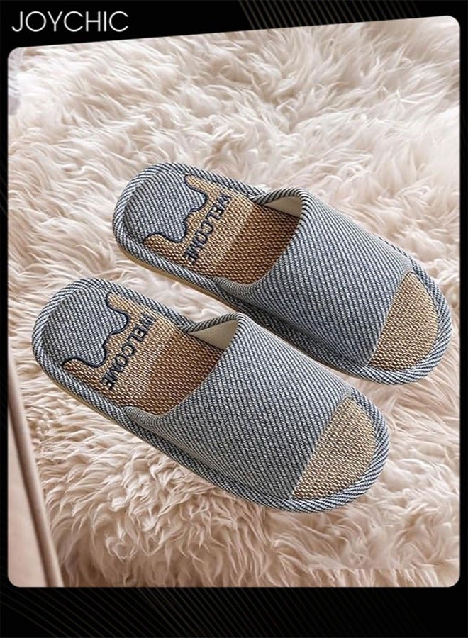 Joychic Men Home Linen Slipper Indoor Non-slip Wear-resistant Bedroom Slipper Sweat-absorbing and Breathable Flat Slipper - Image 2
