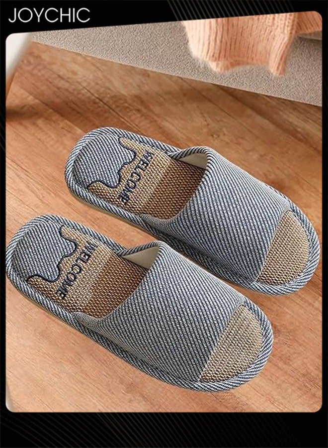 Joychic Men Home Linen Slipper Indoor Non-slip Wear-resistant Bedroom Slipper Sweat-absorbing and Breathable Flat Slipper - Image 3