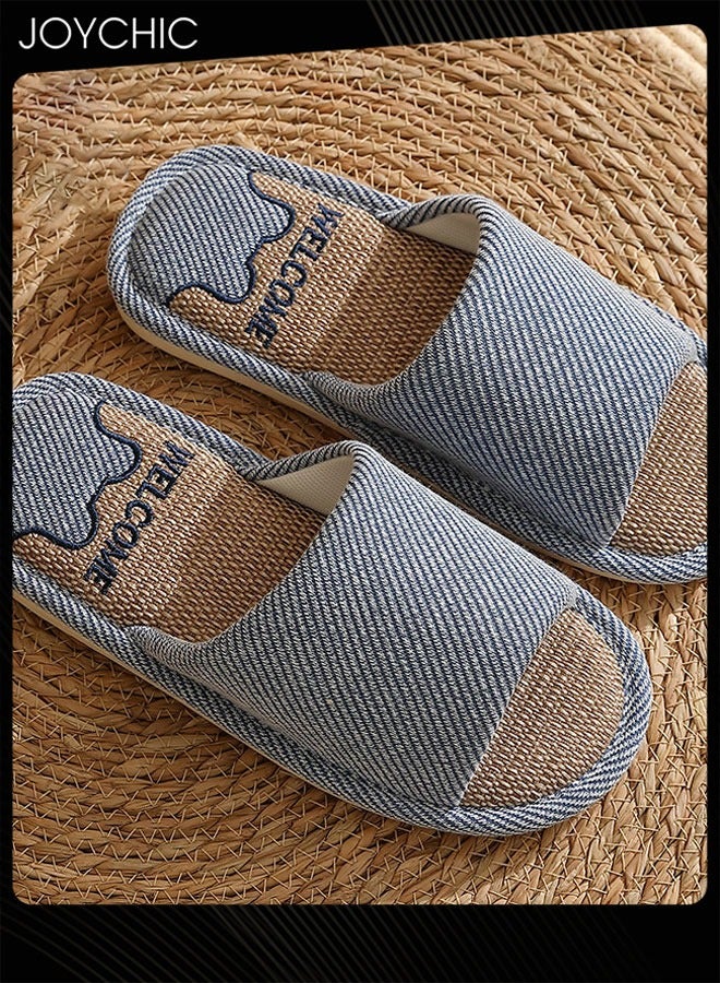 Joychic Men Home Linen Slipper Indoor Non-slip Wear-resistant Bedroom Slipper Sweat-absorbing and Breathable Flat Slipper - Image 1