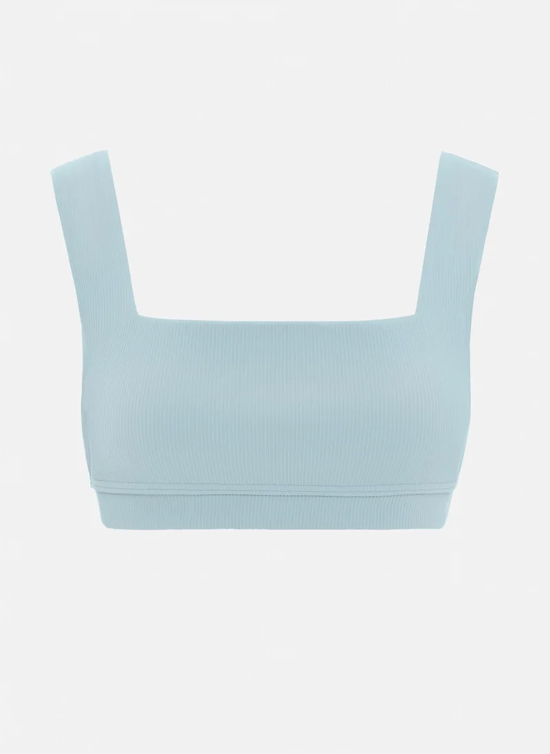 Lichi Ribbed wide-strapped bikini top