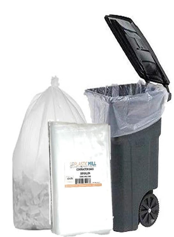 PlasticMill Contractor Bags Heavy Duty - Commercial, Industrial Garbage Bags - Clear Construction Trash Bags - Outdoor, Garden Trash Bags, 100-Gallon, 3 Mil, 67"x79" (1-Count) - Image 4