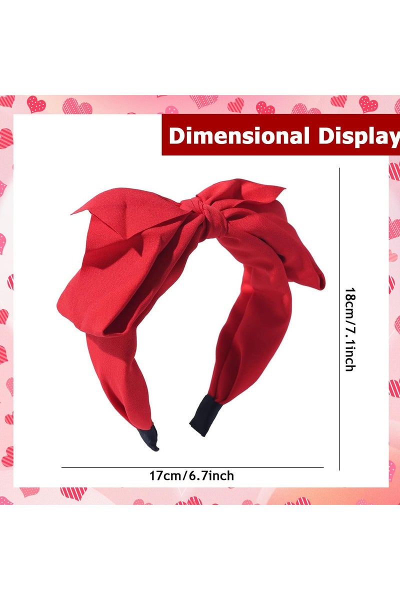 طوق شعر بعقدة حمراء - طوق شعر عريض مصنوع يدويًا على شكل عمامة عريضة - طوق شعر عصري غير قابل للانزلاق للنساء والفتيات