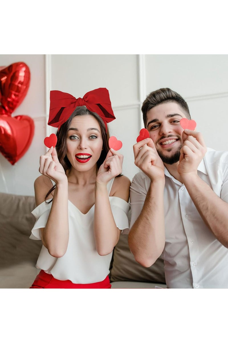 طوق شعر بعقدة حمراء - طوق شعر عريض مصنوع يدويًا على شكل عمامة عريضة - طوق شعر عصري غير قابل للانزلاق للنساء والفتيات