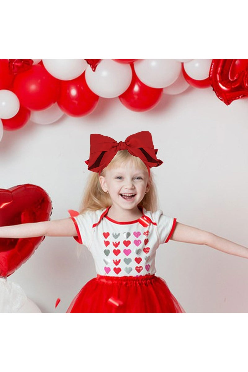 طوق شعر بعقدة حمراء - طوق شعر عريض مصنوع يدويًا على شكل عمامة عريضة - طوق شعر عصري غير قابل للانزلاق للنساء والفتيات