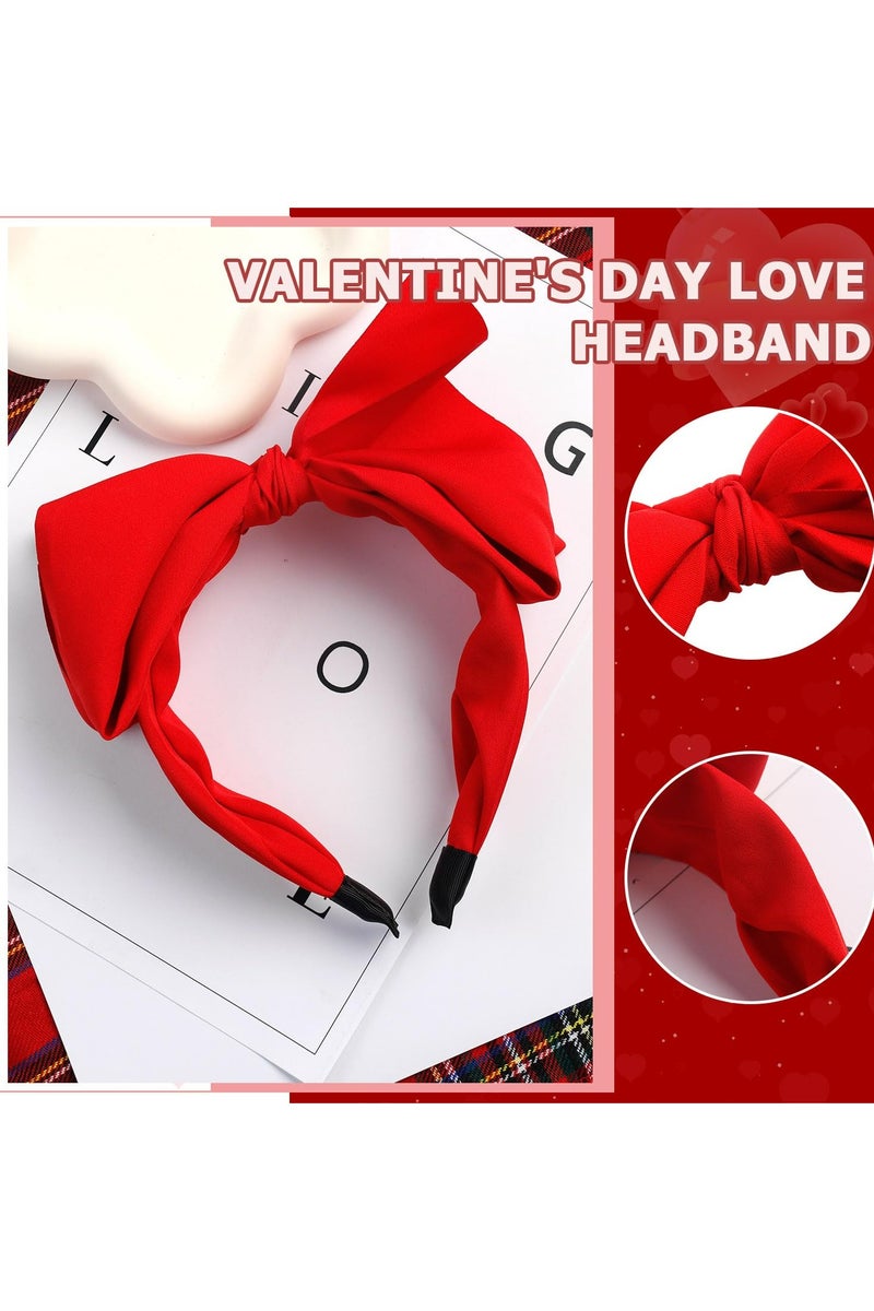 طوق شعر بعقدة حمراء - طوق شعر عريض مصنوع يدويًا على شكل عمامة عريضة - طوق شعر عصري غير قابل للانزلاق للنساء والفتيات