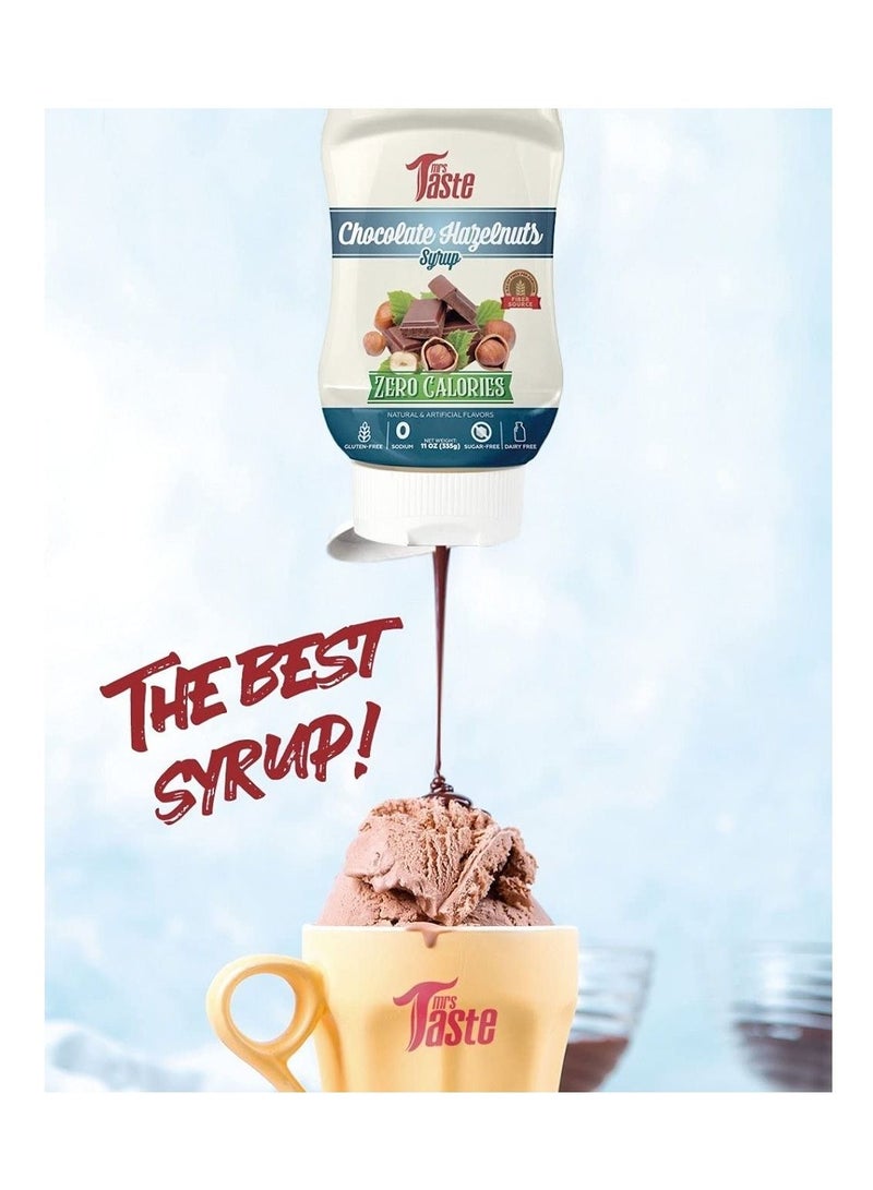 Mrs Taste Sugar Free and Zero Calories Chocolate Hazelnut Syrup 335 gm - Image 3