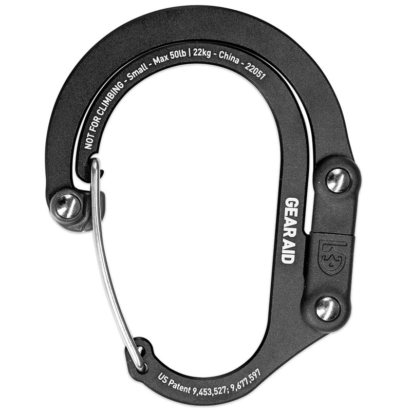 GEAR AID HEROCLIP Carabiner Clip and Hook (Small) for Purse, Stroller, and Backpack, Stealth Black - Image 1