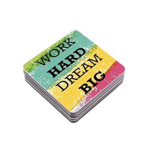 TAJNAN Indian Art Printed Coaster Set of 6 Beautiful Wooden Coasters with Plastic Coating Proper Coaster Stand Designer Coaster (taj-Coaster-Words-r) - Image 4