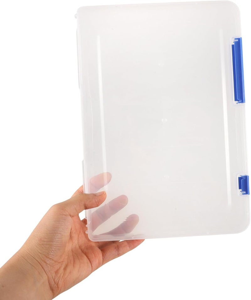 4pcs A4 A5 Plastic File Box with Lid Portable Office Folder Storage Organizer Set with Buckle for Document and Project Filing - Image 3