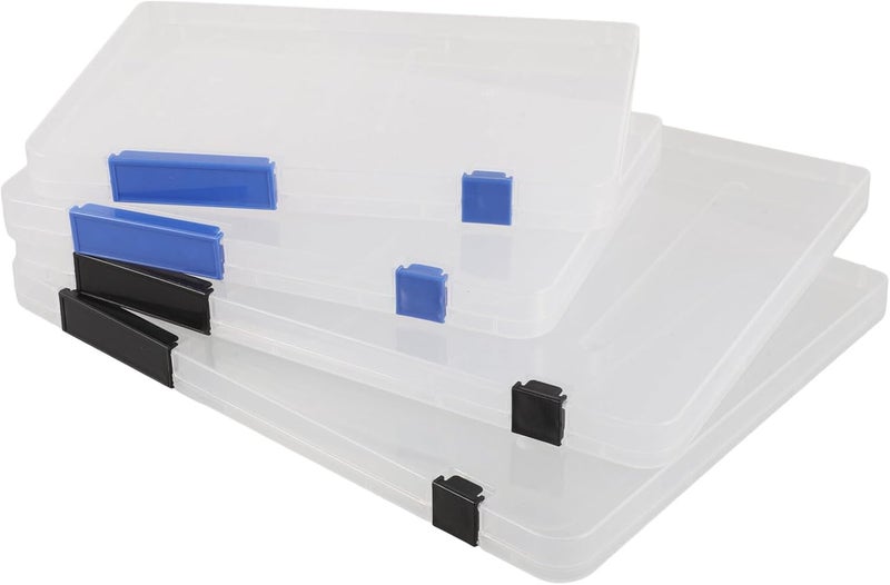 4pcs A4 A5 Plastic File Box with Lid Portable Office Folder Storage Organizer Set with Buckle for Document and Project Filing - Image 1