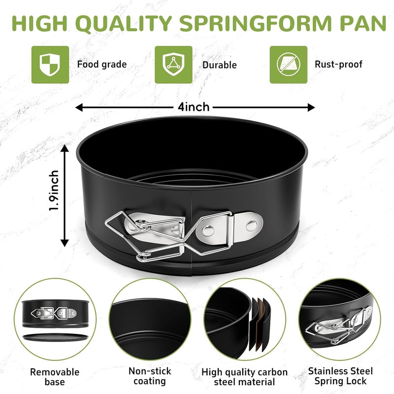 ZeroPone 4 Pack Mini Springform Pan Set, 4 Inch Non-stick Cheesecake Pan, Spring Form Pans for Baking, Springform Pans with Removable Bottom, Round Cake Pans, Small Cake Mold for Mini Cheesecake Pizza - Image 2