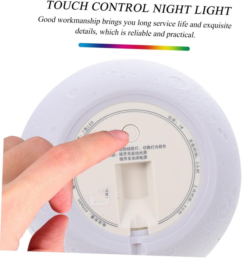 Creative USB Charging Moon Night Lamp, Small Rechargeable Color Changing Nightlight for Nursery Bedroom Decor, Cute Bedside Sleeping Light - Image 3