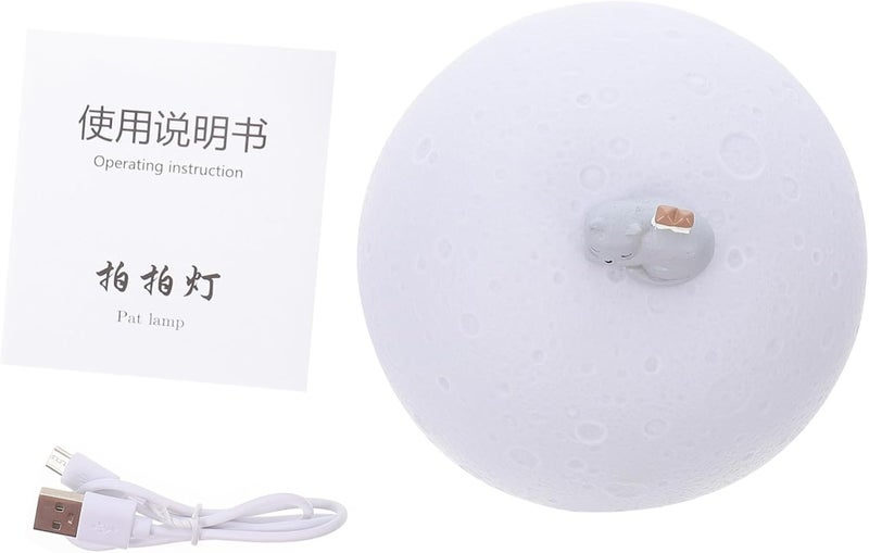 Creative USB Charging Moon Night Lamp, Small Rechargeable Color Changing Nightlight for Nursery Bedroom Decor, Cute Bedside Sleeping Light - Image 1