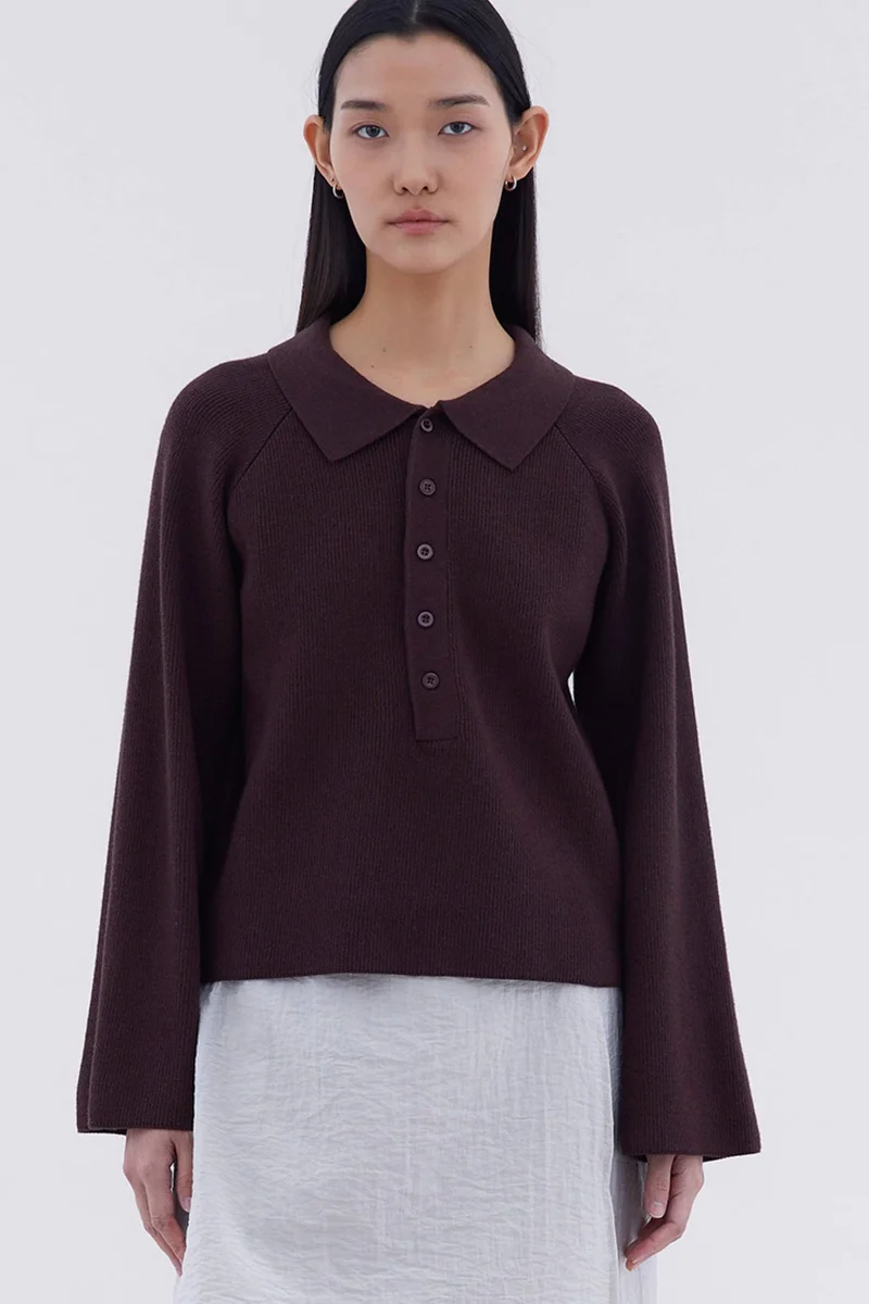 ذا اديتورز ماركت Maude Half Button Oversized Sweater
