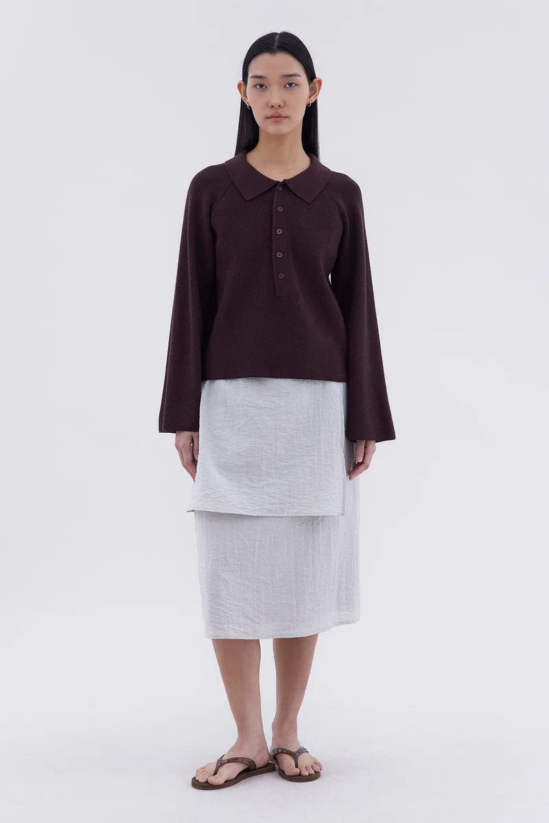 ذا اديتورز ماركت Maude Half Button Oversized Sweater