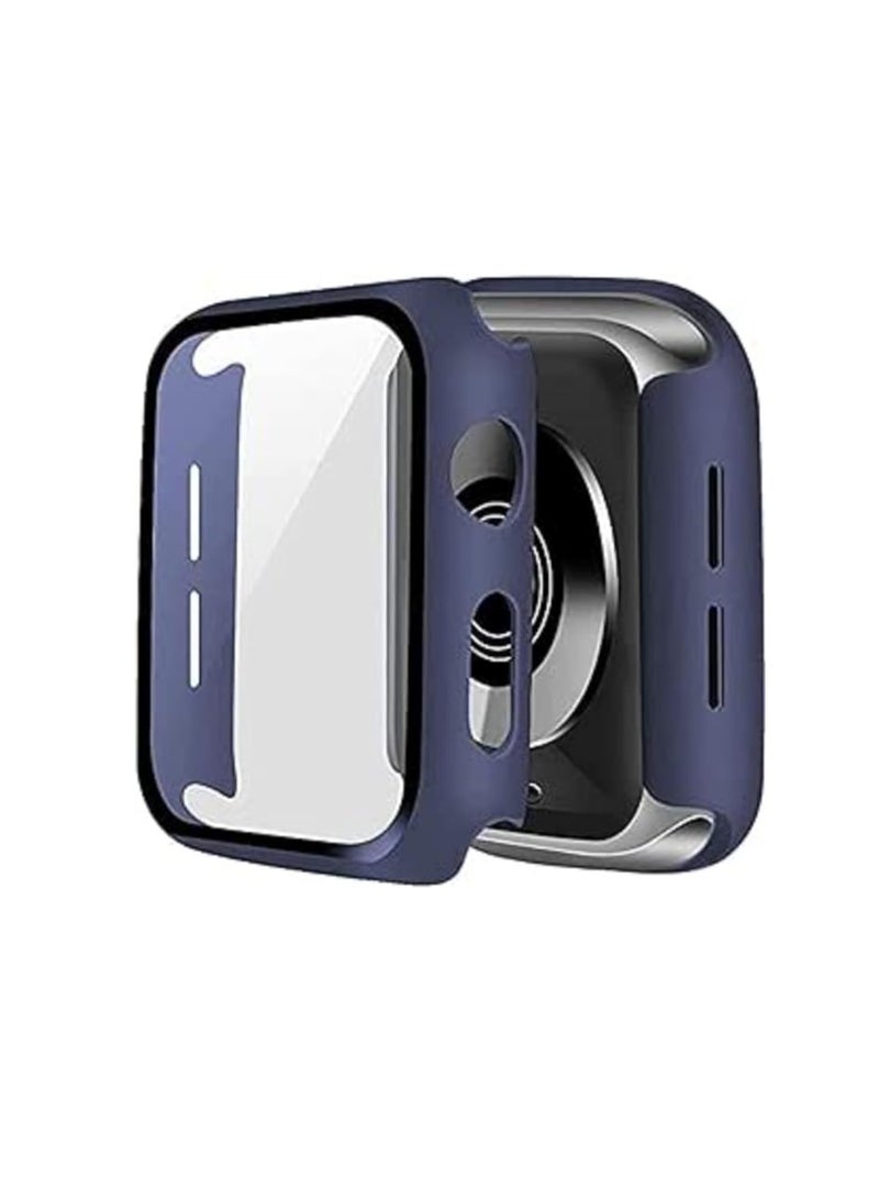 Case Compatible with Apple Watch Series 6 5 4 SE 40mm PC Bumper with Tempered Glass Screen Protector Matte Solid Color Hard Cover Midnight Blu - Image 1