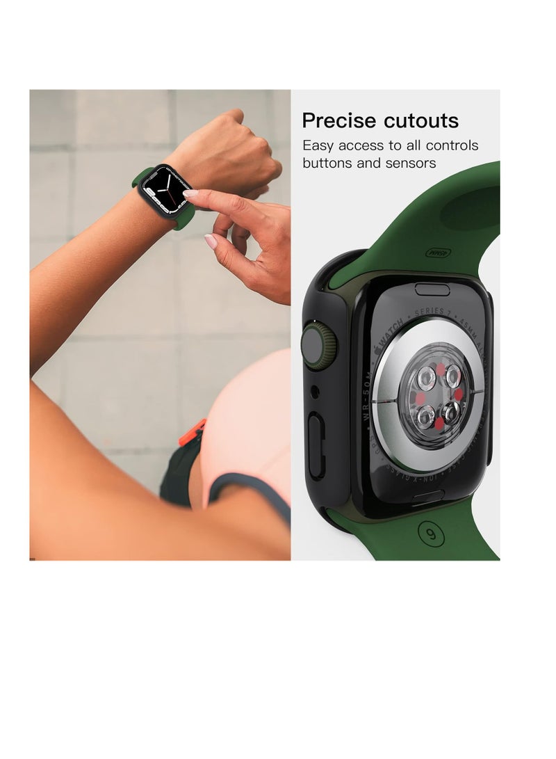 Case Compatible with Apple Watch Series 6 5 4 SE 40mm PC Bumper with Tempered Glass Screen Protector Matte Solid Color Hard Cover Midnight Blu - Image 4