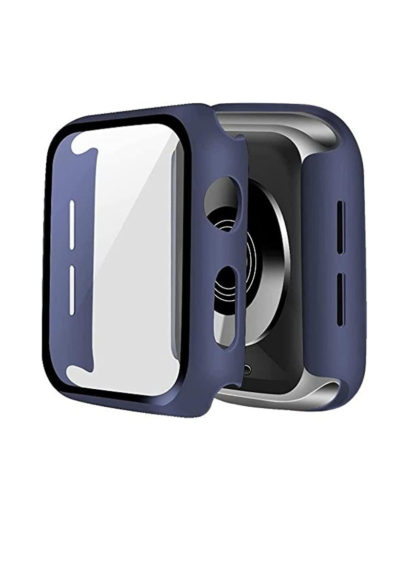 Case Compatible with Apple Watch Series 6 5 4 SE 40mm PC Bumper with Tempered Glass Screen Protector Matte Solid Color Hard Cover Midnight Blu - Image 5