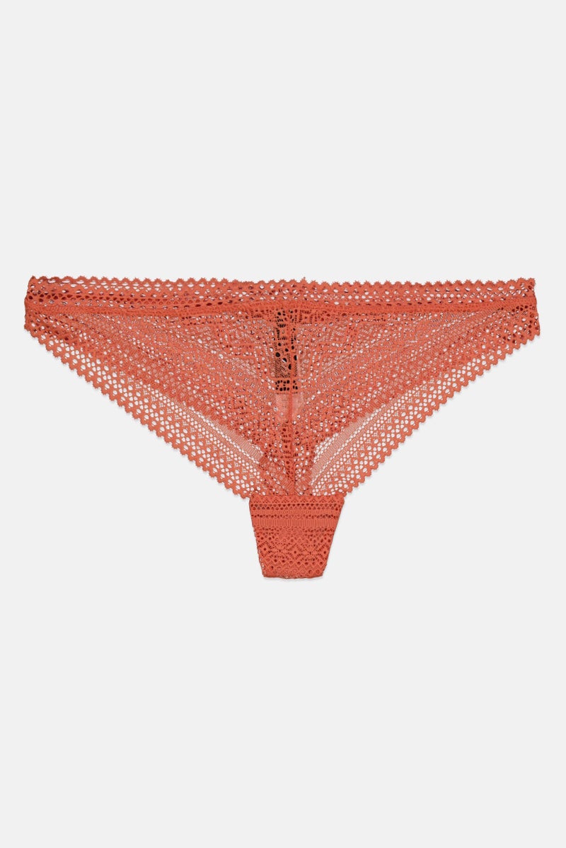 Etam Women Textured Pantie, Peach  - Image 1