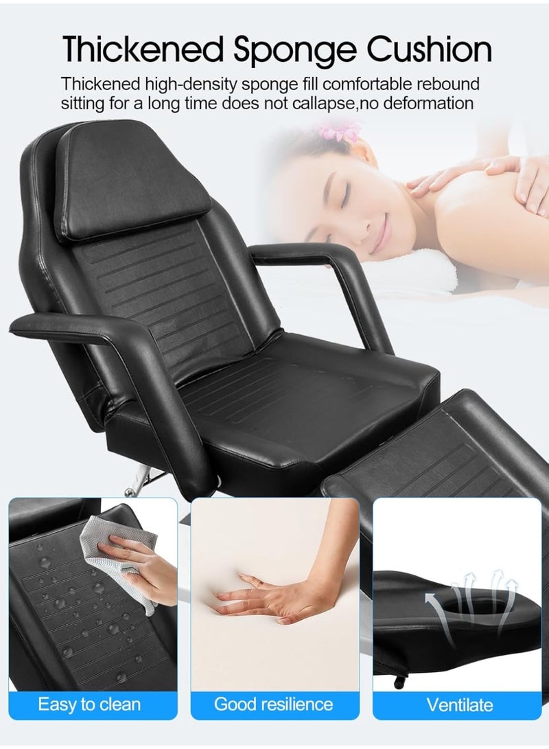 Meishida Massage Facial Bed Adjustable Table Chair With Hydraulic Pump, 360° Swivel Massage Esthetician Table,Beauty Salon Spa Massage Beauty Equipment - Black  - Image 3