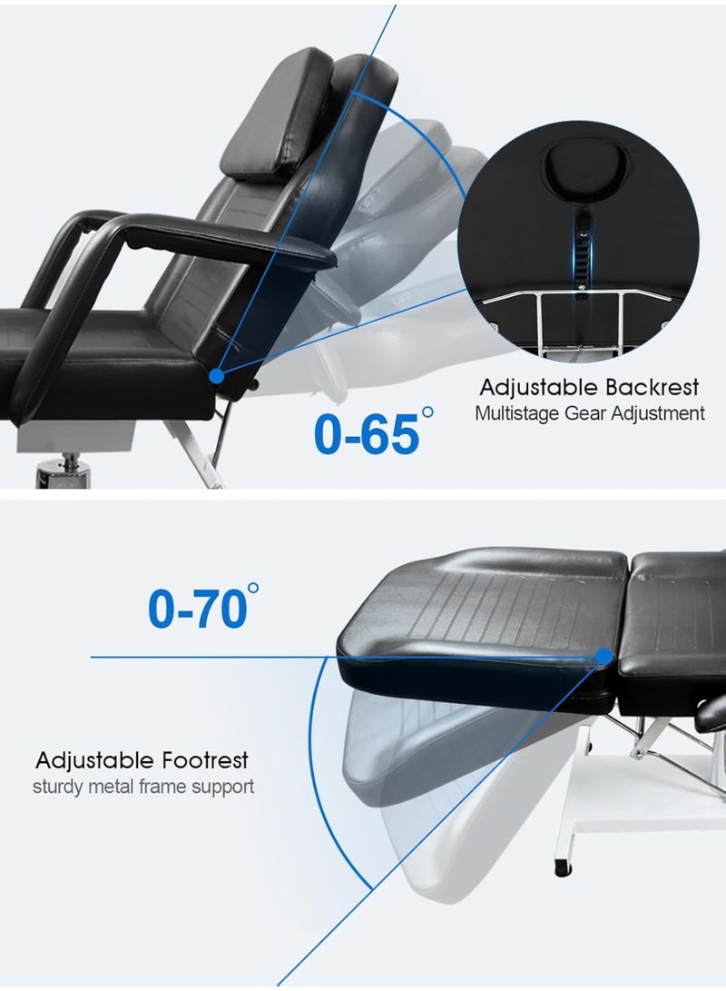 Meishida Massage Facial Bed Adjustable Table Chair With Hydraulic Pump, 360° Swivel Massage Esthetician Table,Beauty Salon Spa Massage Beauty Equipment - Black  - Image 2