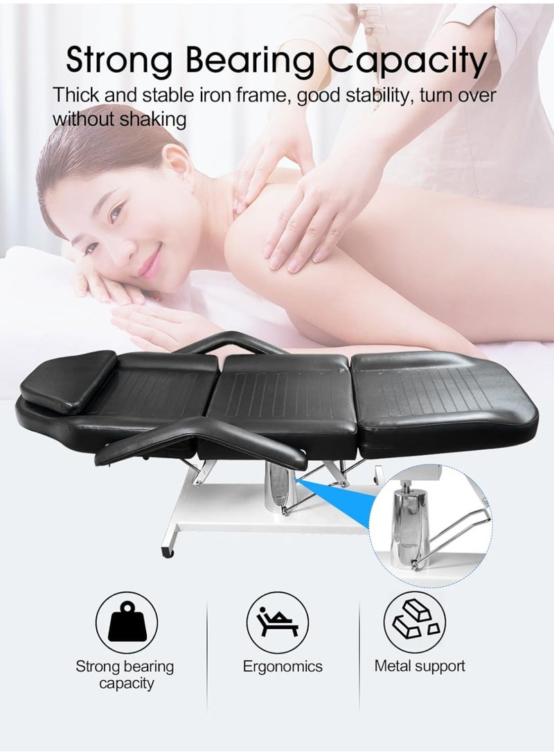 Meishida Massage Facial Bed Adjustable Table Chair With Hydraulic Pump, 360° Swivel Massage Esthetician Table,Beauty Salon Spa Massage Beauty Equipment - Black  - Image 4
