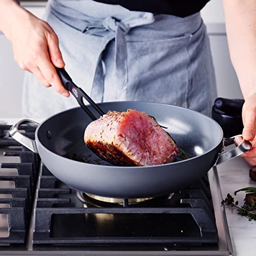 GreenPan Paris Pro Hard Anodized Healthy Ceramic Nonstick, 11" Everyday Frying Pan Skillet with 2 Handles and Stainless Steel Lid, PFAS-Free, Dishwasher Safe, Grey - Image 3