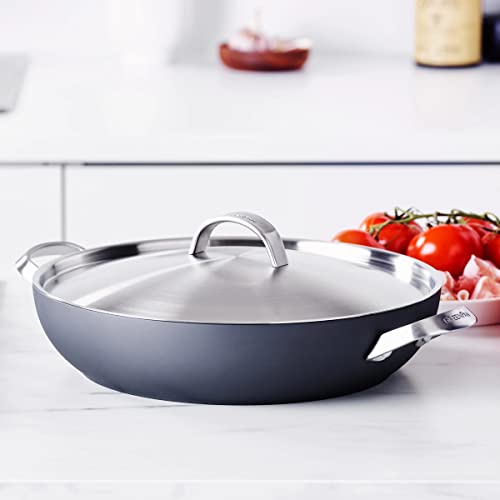 GreenPan Paris Pro Hard Anodized Healthy Ceramic Nonstick, 11" Everyday Frying Pan Skillet with 2 Handles and Stainless Steel Lid, PFAS-Free, Dishwasher Safe, Grey - Image 5
