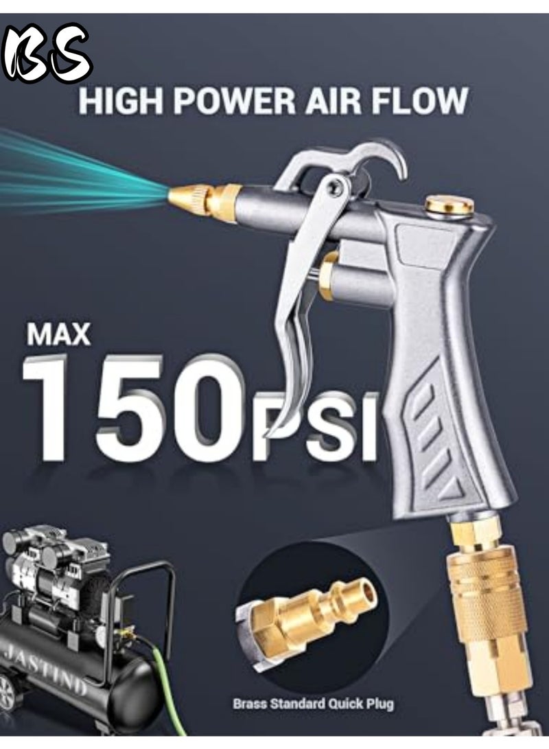 BS Industrial Air Blow Gun with Brass Adjustable Air Flow Nozzle and 2 Steel Air flow Extension, Pneumatic Air Compressor Accessory Tool Dust Cleaning Air Blower Gun - Image 3