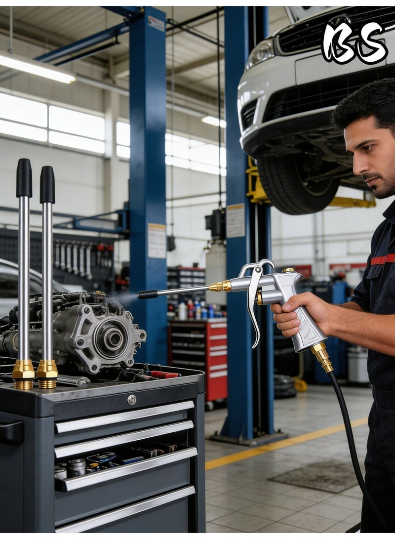 بي إس مسدس هواء عالي التحمل/عالي الطاقة، فوهة قابلة للتعديل، مسدس هواء عالي الضغط مصنوع بالكامل من المعدن، يأتي مع أنبوبي تمديد، مناسب للتنظيف الصناعي والمنزلي. - Image 2