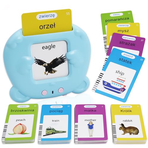 MAYAPHILOS 224 Sight Words Polish and English Talking Flash Cards Fun Polish Language Learning Toys for Kids Learn Polish for Toddlers Sensory Preschool Educational Birthday Gifts - Image 1