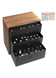 J JACKCUBE DESIGN J JACKCUBE DESIGN Essential Oil Storage Box, Holds up to 124 Bottles 5-30 ml Standard and Roller Bottles, 3 Tier Metal & Wooden Drawer Case Organizer Display Container- MK584A 