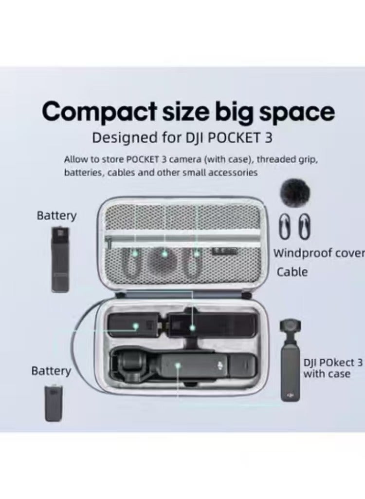 Carry Case for DJI OSMO Pocket 3, Portable Waterproof PU Storage Bag, Store Osmo Pocket 3 Accessories - Image 2