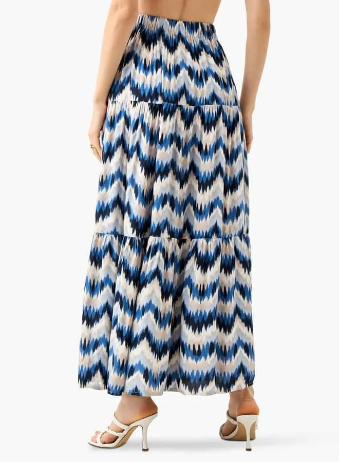 Splash FAV Printed Maxi Skirt with Elasticated Waistband