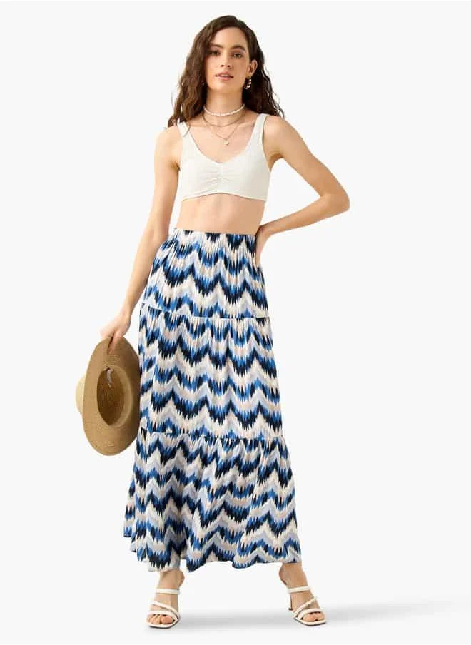 FAV Printed Maxi Skirt with Elasticated Waistband