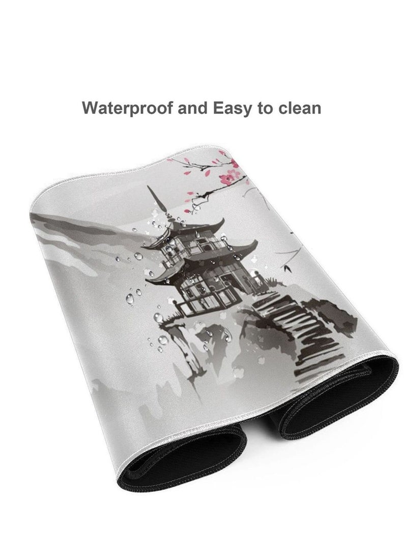 Excefore Gaming Mouse Pad Black and White Plum Bossom Cherry Blossom, Extended Large Mouse Mat Desk Pad, Stitched Edges Mousepad, Long Non-Slip Rubber Base Mice Pad (31.5x11.8x0.12 Inch, A2)  - Image 3