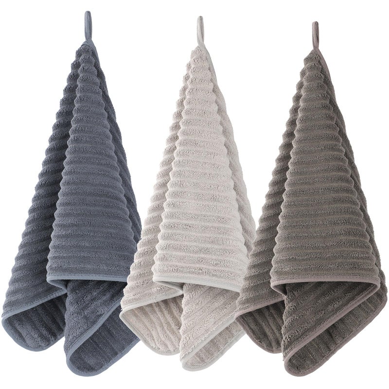 Bedvcaty Luxury 3-Piece Quick-Dry Small Bath Towel Set â€“ Ultra Soft Microfiber Hand Towels for Bathroom, Bar, Pool, Gym & Travel â€“ Elegant Twill Design(14â€x 29.6â€) - Image 1