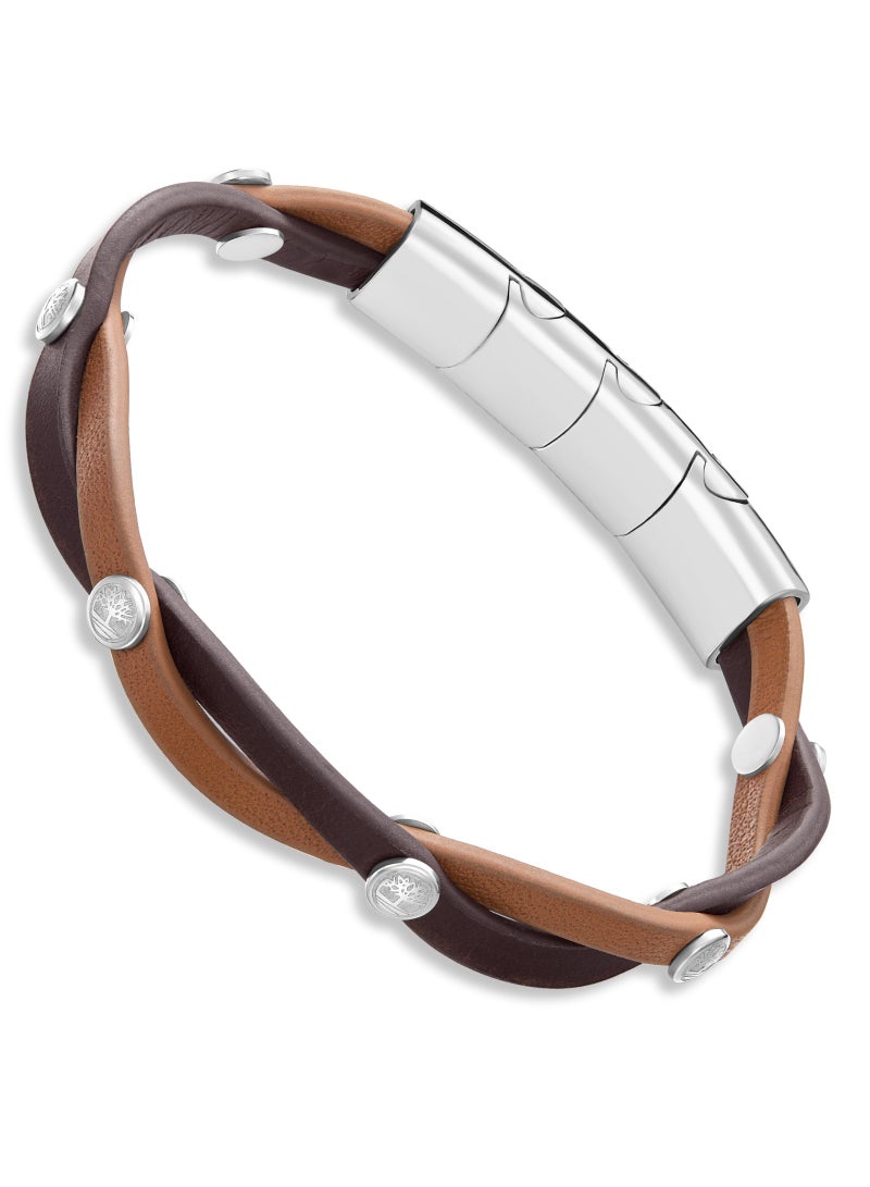 تمبرلاند سوار جلدي بني داكن وبني فاتح للرجال - Image 1