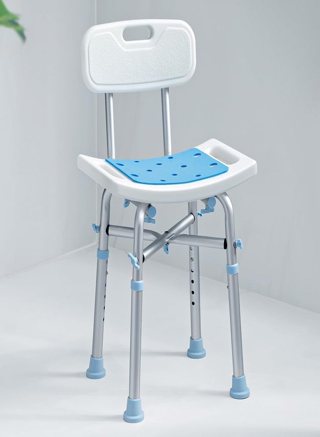 MAPPLE CREATION Aqua-TUF Heavy-Duty Bath Chair for Elderly, Senior Citizens to sit and take Bath, Shower Bench with Jumbo Suction Grips Base | Height Adjustable & Tool-Free Assembly - Blue - Image 1