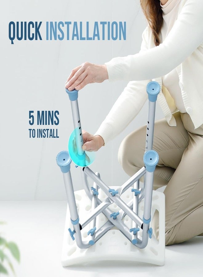 MAPPLE CREATION Aqua-TUF Heavy-Duty Bath Chair for Elderly, Senior Citizens to sit and take Bath, Shower Bench with Jumbo Suction Grips Base | Height Adjustable & Tool-Free Assembly - Blue - Image 5