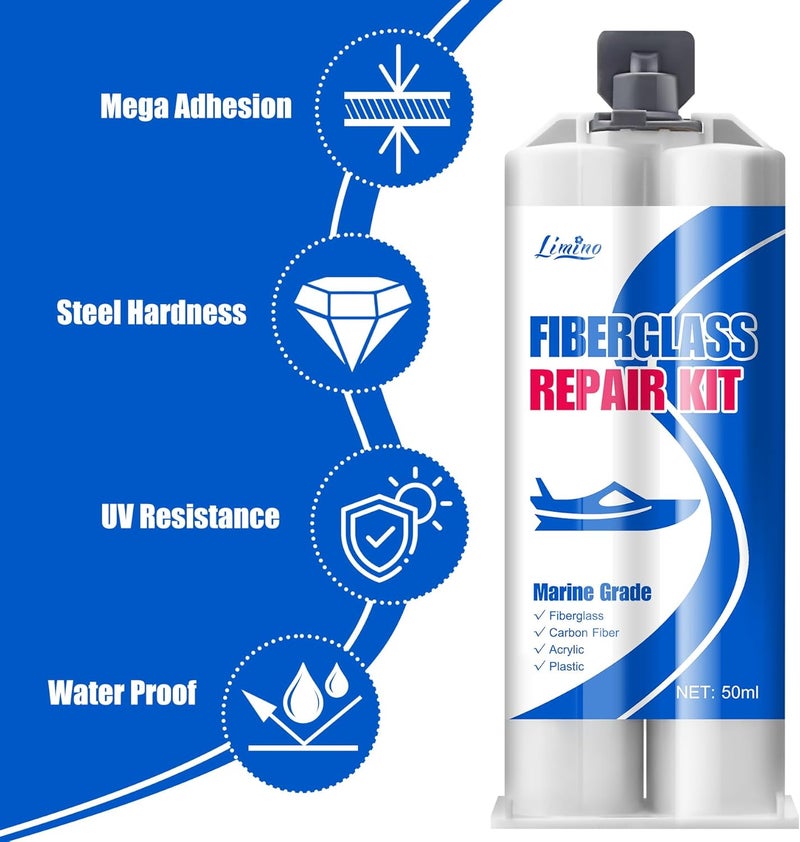 Limino Marine Fiberglass Repair Kit - 100ml Epoxy Resin Glue for Fiberglass Tub Scratch Repair, UV Resistance, Water Proof, Fiberglass Resin Filler - Gel Coat Repair Kit for Boats, Jet Skis, Surf Boat, Kayak - Image 3