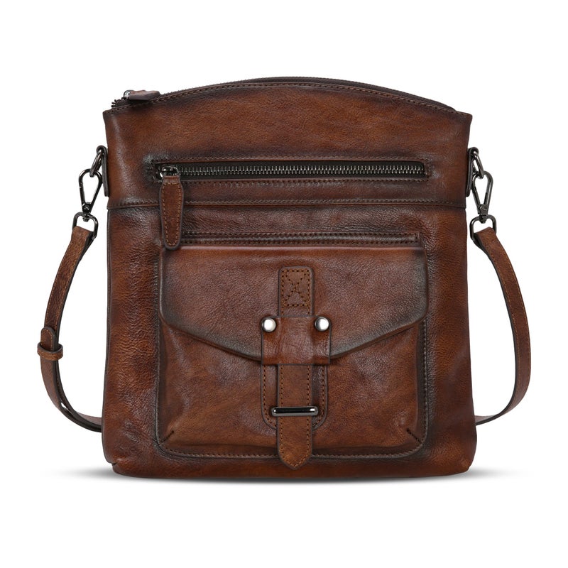 HESHE Crossbody Bags Leather Purse Vintage Shoulder Hangbags Satchel Bag with Multi Pockets Hobo Crossbody Purses(Coffee) - Image 1