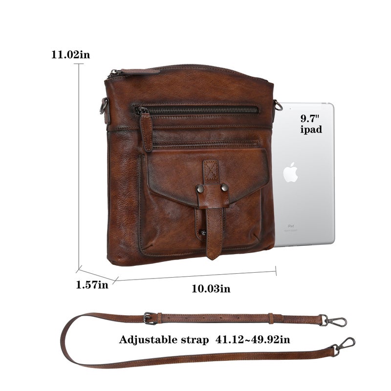 HESHE Crossbody Bags Leather Purse Vintage Shoulder Hangbags Satchel Bag with Multi Pockets Hobo Crossbody Purses(Coffee) - Image 5