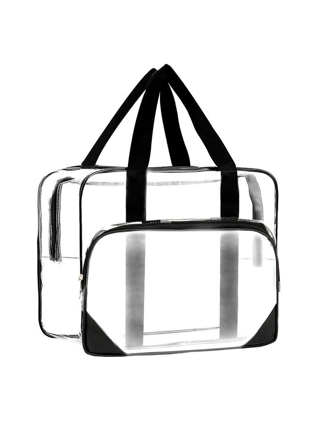 TULMAN Transparent Makeup Bags,Travel Toiletry Bag for Women Cosmetic Bags with Handle Bathroom Organizer Bag Tote Zipper Handbag - Image 1