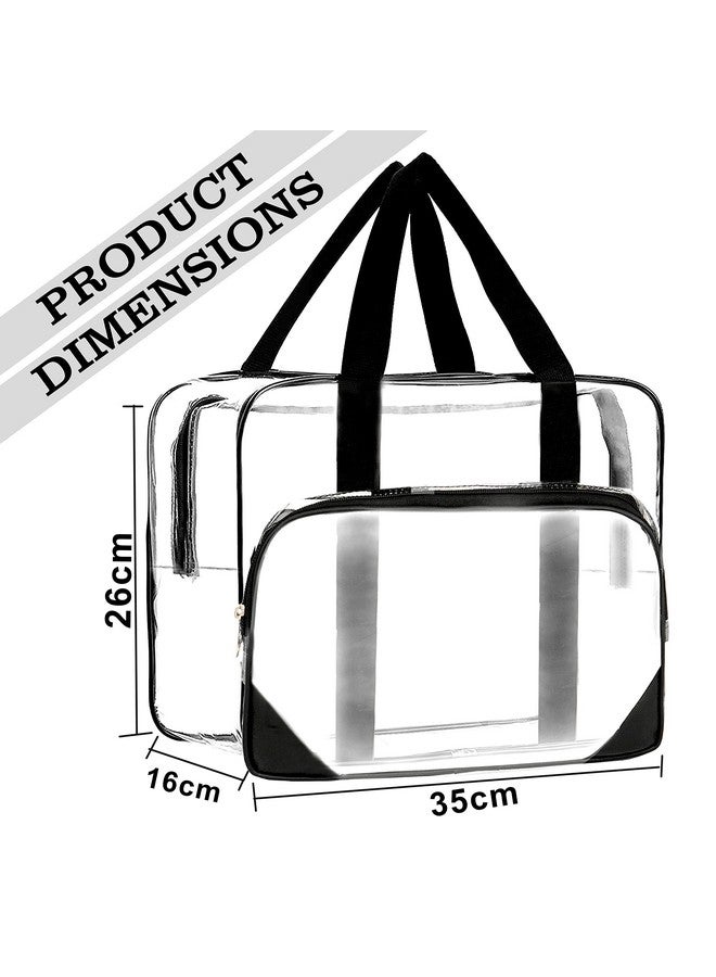 TULMAN Transparent Makeup Bags,Travel Toiletry Bag for Women Cosmetic Bags with Handle Bathroom Organizer Bag Tote Zipper Handbag - Image 2